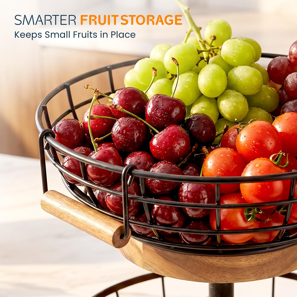 2 Tier Metal Fruit Basket with Banana Hanger I7448