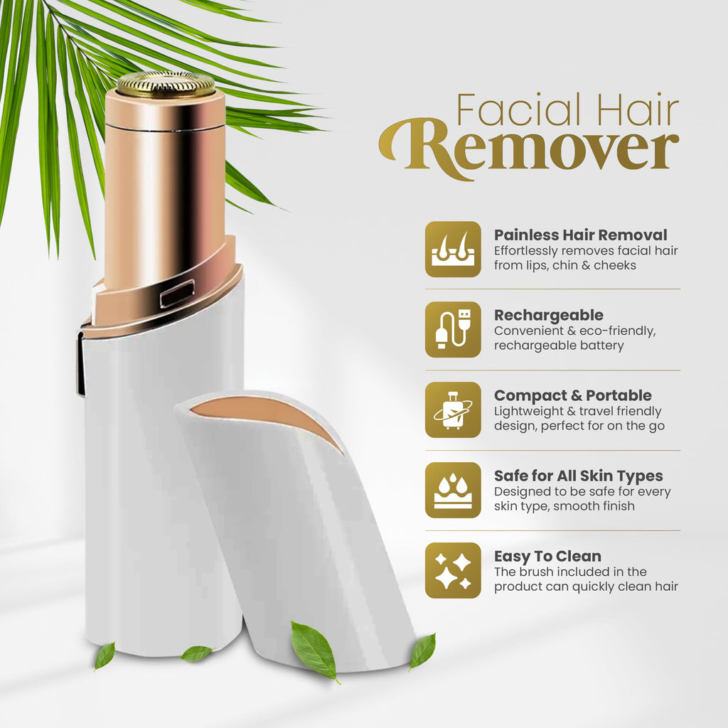 USB Rechargeable Facial Hair Remover with 2 Replacement Heads L162461