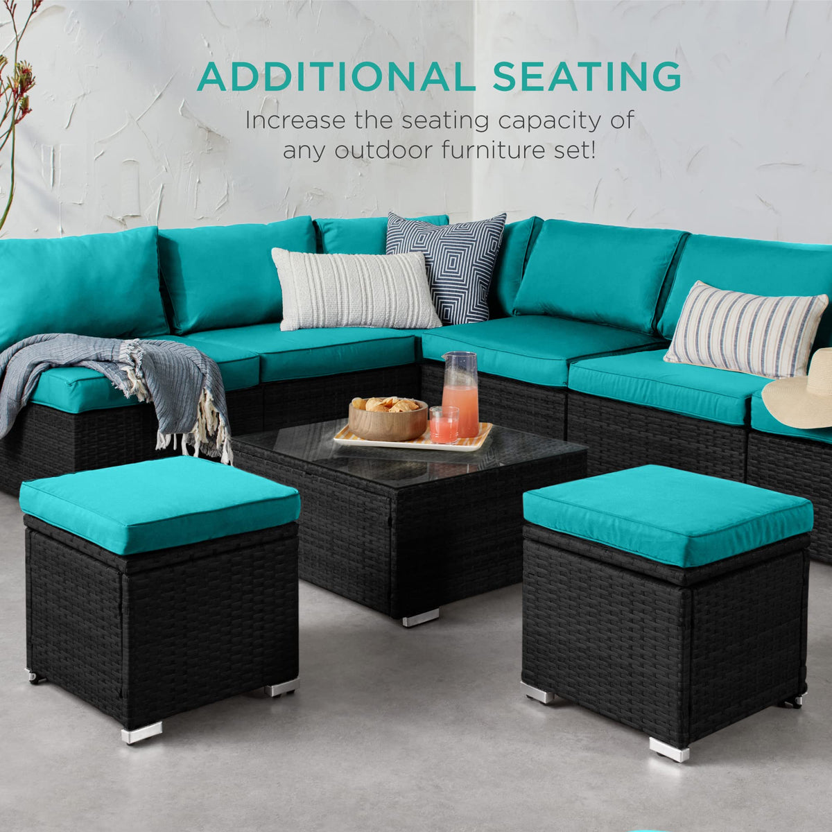 Set of 2 Wicker Ottomans with Storage U157