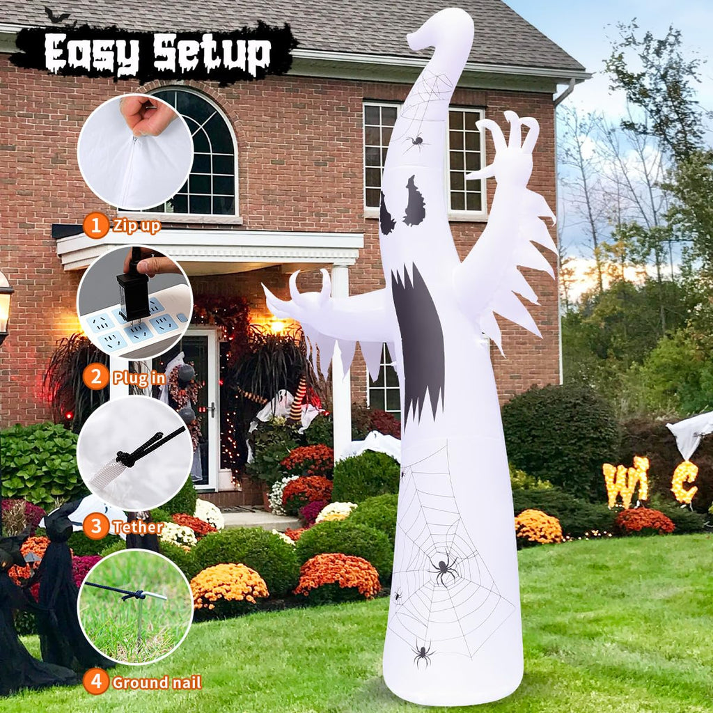 12 FT Halloween Inflatable Ghost with Built-in LEDs K9111