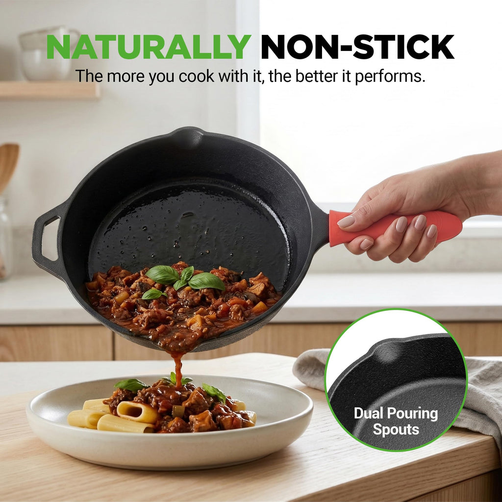 10 Inch Pre-Seasoned Cast Iron Skillet with Lid P36587