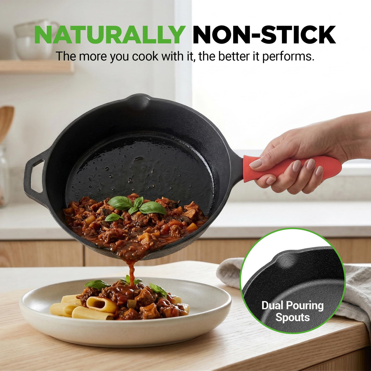 10 Inch Pre-Seasoned Cast Iron Skillet with Lid P36587