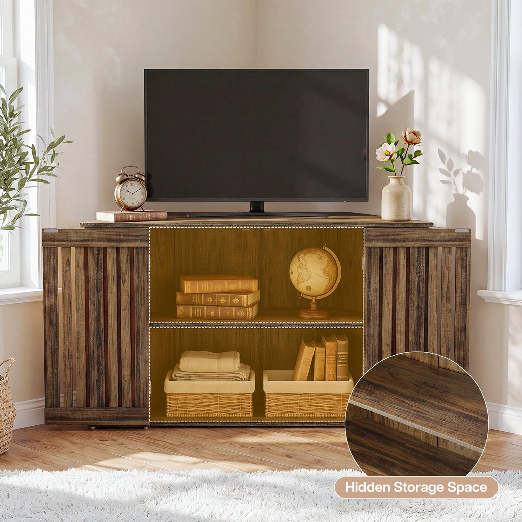 53" Farmhouse Corner TV Stand with Storage U36199