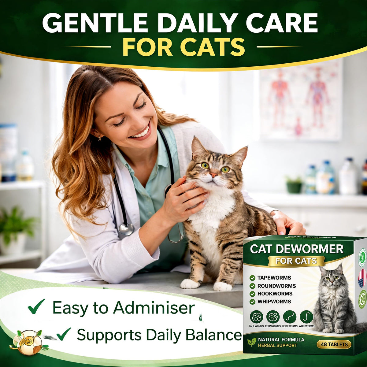 Broad Spectrum Cat Dewormer 48 Tablets U178176