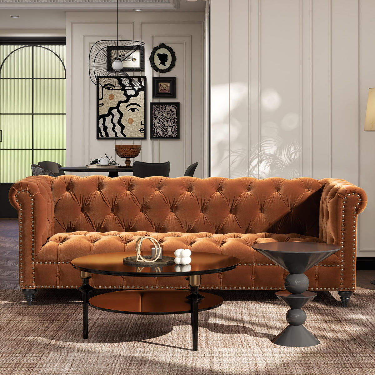 Burnt Orange Performance Velvet Sofa Q1621