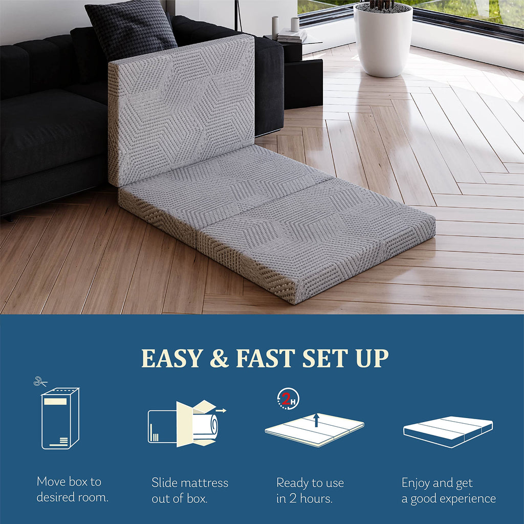 4 Inch Tri Folding Memory Foam Mattress R348333