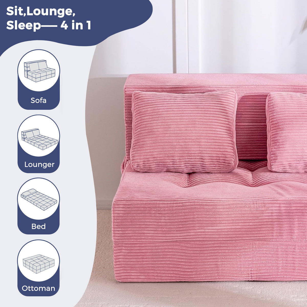 Convertible Sofa Bed with Pillow F4294