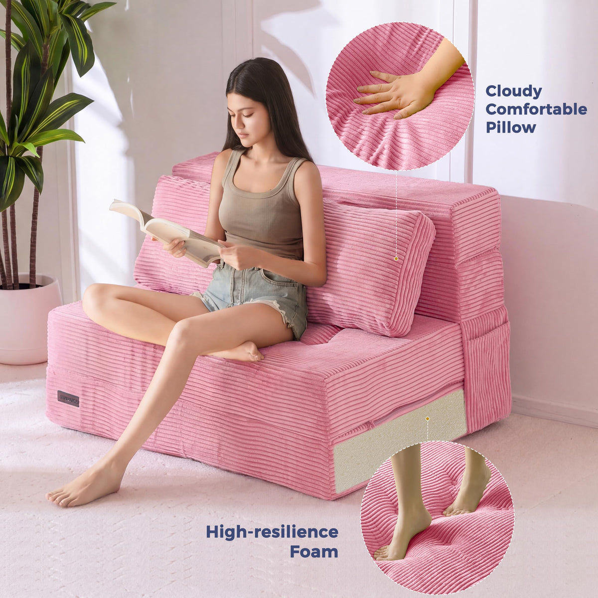 Convertible Sofa Bed with Pillow F4294