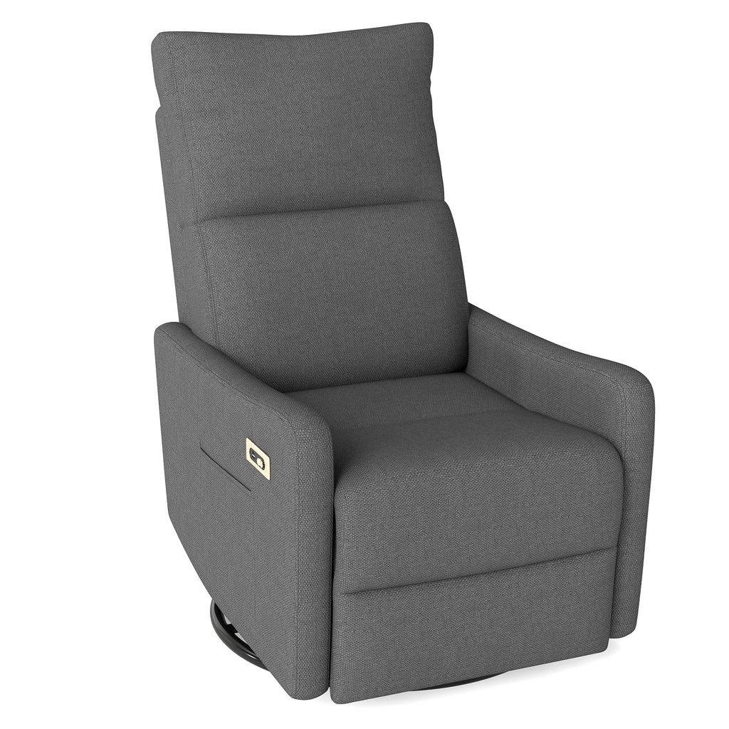Dark Gray Velvet Swivel Recliner Chair Y768020