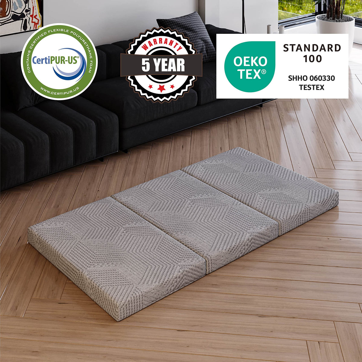 4 Inch Tri Folding Memory Foam Mattress R348333