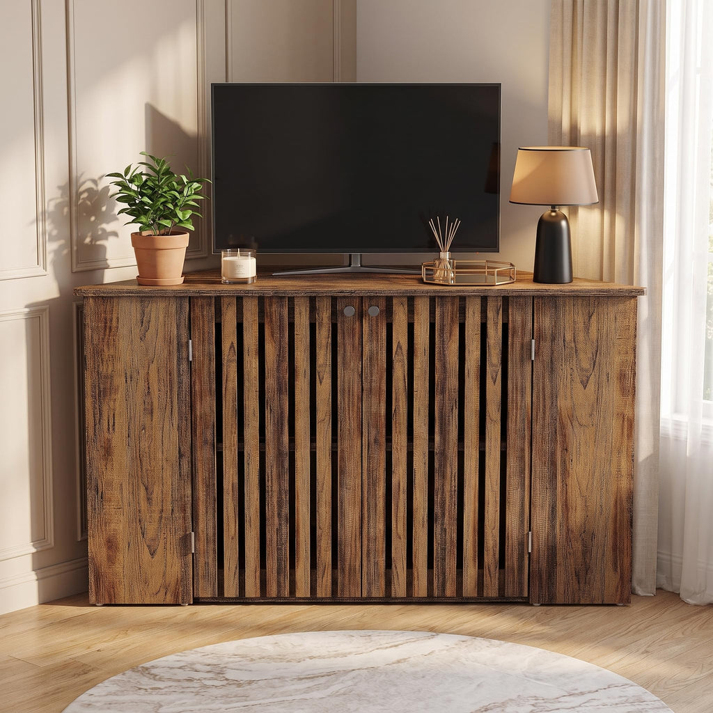 53" Farmhouse Corner TV Stand with Storage U36199