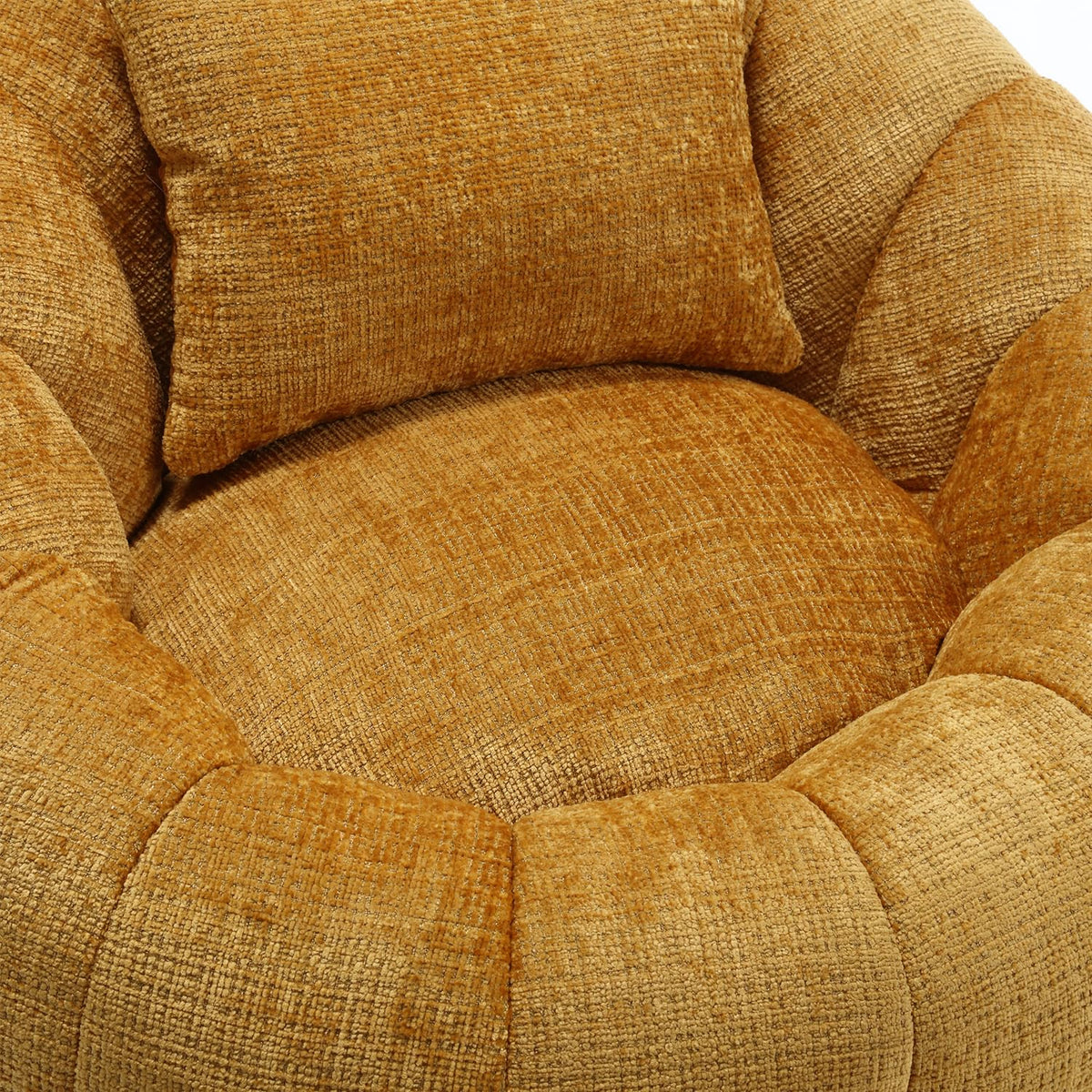 Yellow Chenille Bean Bag Chair with Ottoman and Pillow A7875